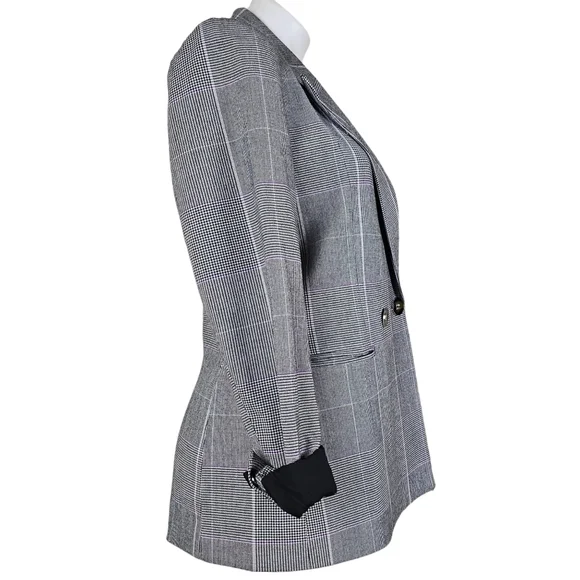 7th Avenue Design New York and Company Plaid Black White Blazer Women's Size 4 - Picture 4 of 16